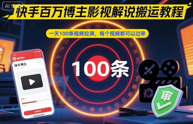 快手百万博主影视解说搬运教程,一天100条视频拉满,每个视频都可以过审-知乎者也