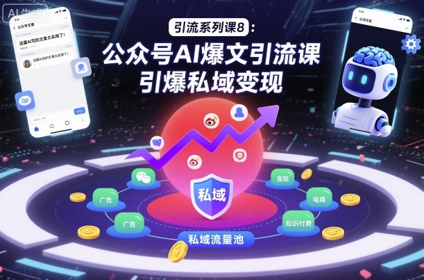 引流系列课8:公众号AI爆文引流课,引爆私域变现-知乎者也