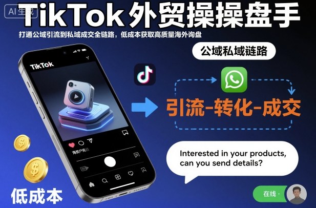 TikTok外贸操盘手,打通公域引流到私域成交全链路,低成本获取高质量海外询盘-知乎者也