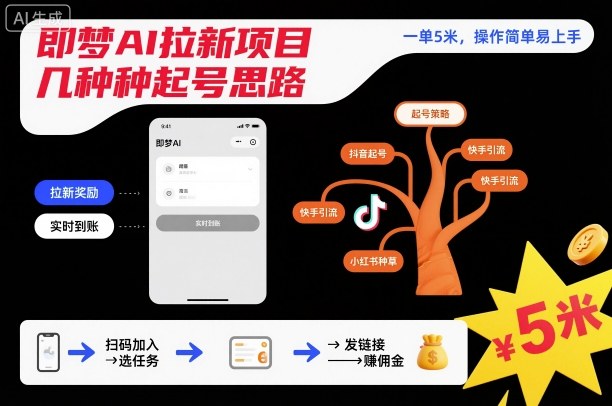 即梦AI拉新项目几种起号思路,一单5米,操作简单易上手-知乎者也