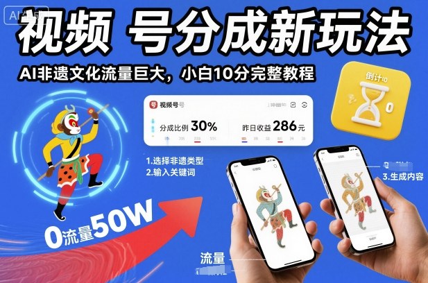 视频号分成新玩法，AI非遗文化流量巨大，小白10分钟搞定，完整教程-知乎者也