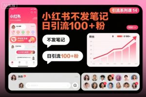 引流系列课14：小红书不发笔记日引流100+粉-知乎者也