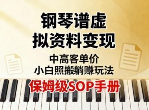 小红书钢琴谱虚拟资料变现,中高客单价,小白照搬的“躺賺”玩法【保姆级SOP手册】-知乎者也