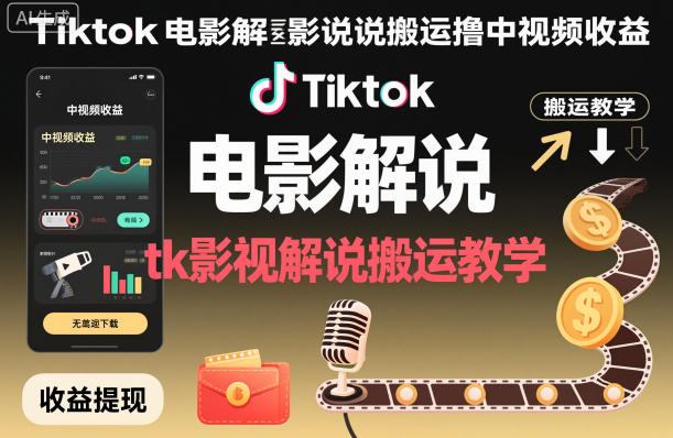 Tiktok电影解说搬运撸中视频收益,tk影视解说搬运教学-知乎者也