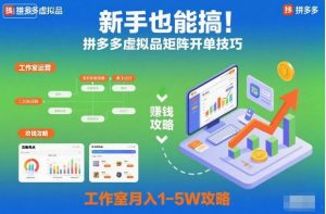 新手也能搞!拼多多虚拟品矩阵开单技巧,工作室月入1-5W攻略【揭秘】-知乎者也