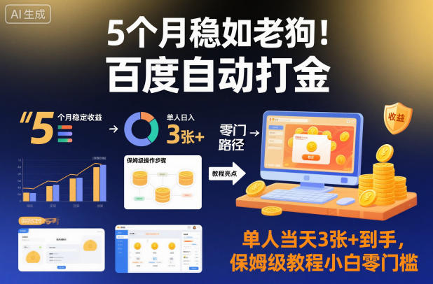 5个月稳如老狗！百度自动打金，单人当天3张+到手，保姆级教程小白零门槛【揭秘】-知乎者也