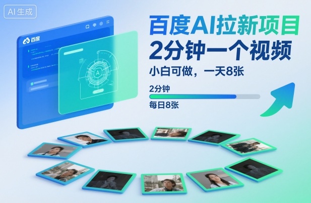 百度AI拉新项目，2分钟一个视频，小白可做，一天8张【附案例+保姆级教程】-知乎者也