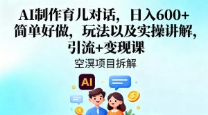 AI制作育儿对话，日入6张+，简单好做，玩法以及实操讲解，引流+变现课-知乎者也