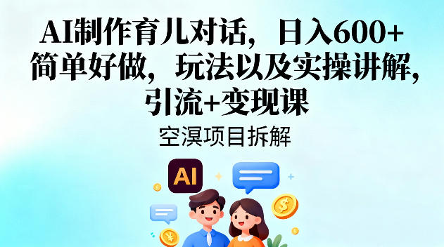 AI制作育儿对话,日入6张+,简单好做,玩法以及实操讲解,引流+变现课-知乎者也