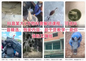 抖音某大V万物科普解说课程,可进抖音精选,独家内容,超干货教学,助你涨粉又賺钱-知乎者也