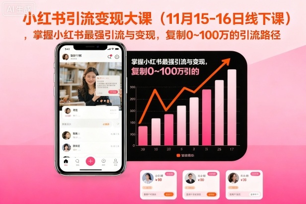 小红书引流变现大课(11月15-16日线下课),掌握小红书最强引流与变现,复制0~100万的引流路径-知乎者也