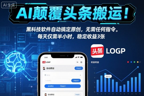 AI颠覆头条搬运!黑科技软件自动搞定原创,无需任何指令。每天仅需半小时,稳定收益3张【揭秘】-知乎者也