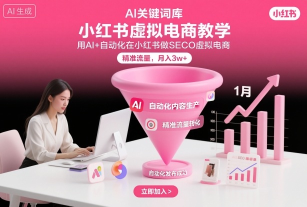 小红书虚拟电商项目,用AI+自动化在小红书做SEO虚拟电商,精准流量,月入3w+-知乎者也