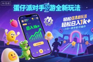蛋仔派对手游全新玩法,轻松日入1k+,风口信息差玩法,当天见收益,小白一部手机可操作-知乎者也