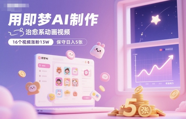 用即梦AI制作治愈系动画视频,16个视频涨粉13W,保守日入5张-知乎者也