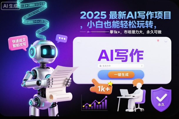 2025最新AI写作项目,小白也能轻松玩转,一单1k+,市场潜力大,永久可做-知乎者也