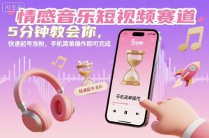 情感音乐短视频赛道,5分钟教会你,快速起号涨粉,手机简单操作即可完成-知乎者也