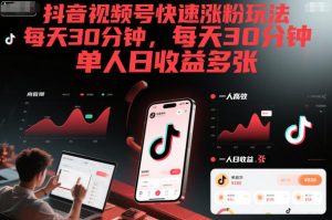 抖音视频号快速涨粉玩法，每天30分钟，单人日收益多张-知乎者也