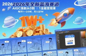 2026年全新蓝海赛道AIGC漫剧从0到1全能变现课，每天1—2小时，月入过1W-知乎者也
