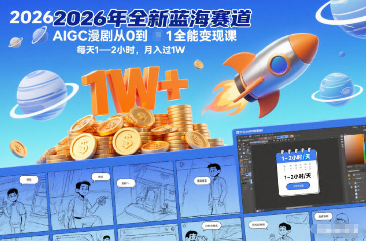 2026年全新蓝海赛道AIGC漫剧从0到1全能变现课，每天1—2小时，月入过1W-知乎者也
