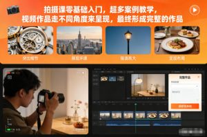 拍摄课零基础入门,超多案例教学,视频作品走不同角度来呈现,最终形成完整的作品-知乎者也