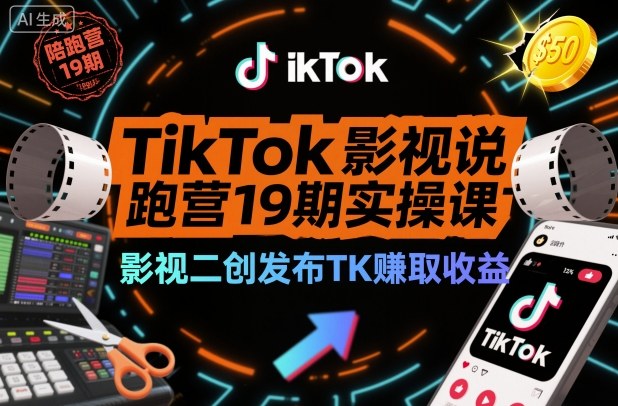 TikTok影视解说陪跑营19期实操课，影视二创发布TK賺取收益，万播收益50美金（更新）-知乎者也