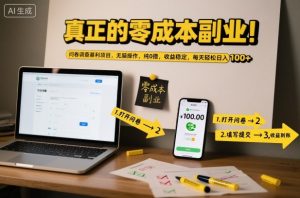 真正的零成本副业!问卷调查暴利项目,无脑操作,纯0撸,收益稳定,每天轻松日入100+【揭秘】-知乎者也