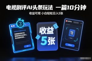 电视剧评AI头条玩法,一篇10分钟,收益可观,小白轻松日入5张+【独家】-知乎者也