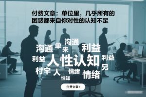 付费文章:单位里,几乎所有的困惑都来自你对人性的认知不足-知乎者也
