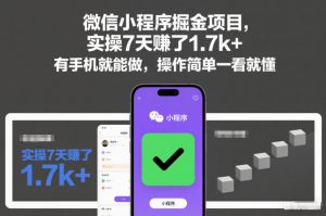 微信小程序掘金项目，实操7天賺了1.7k+，有手机就能做，操作简单一看就懂【揭秘】-知乎者也