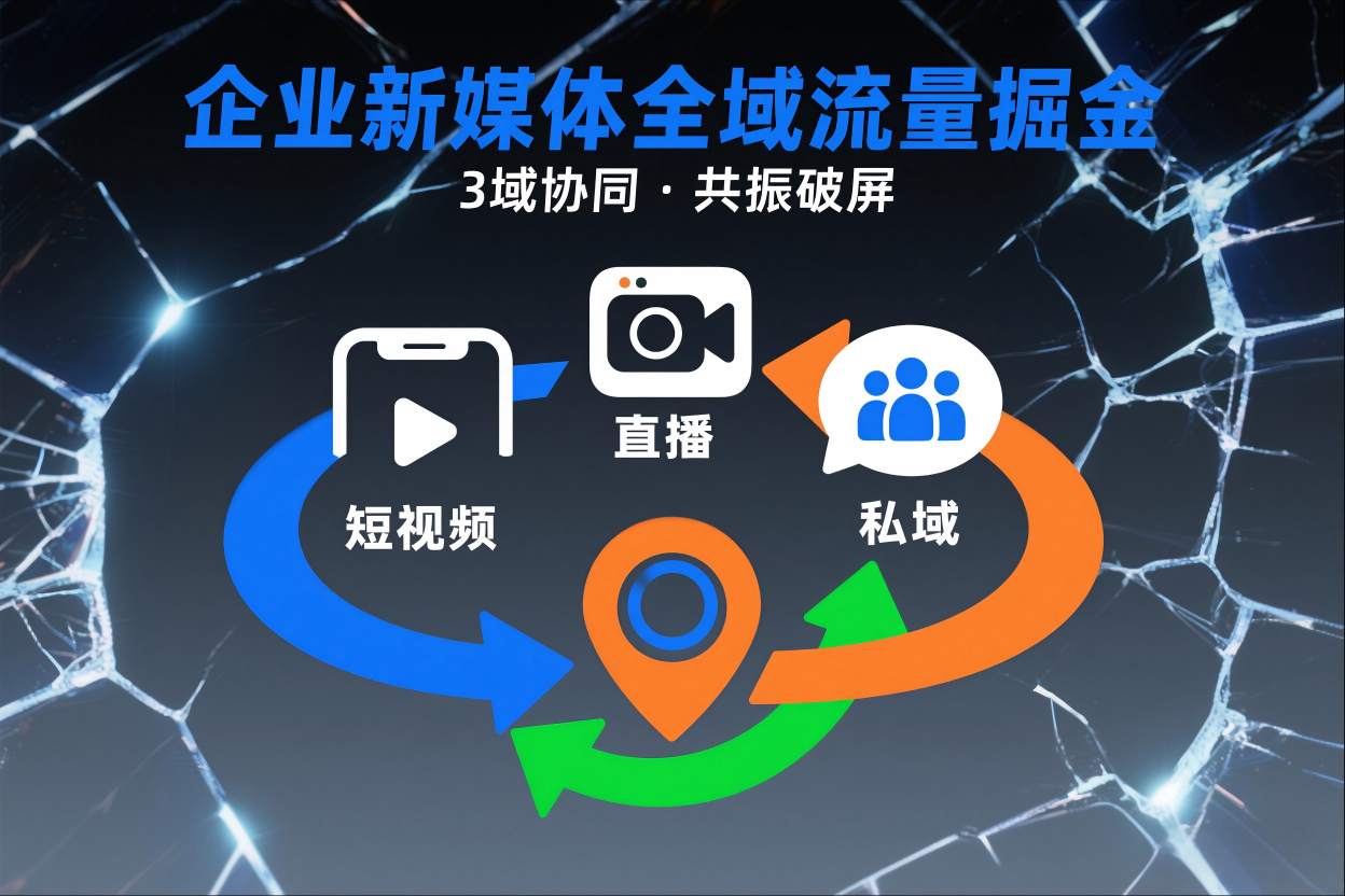 短视频全域商业模式,企业新媒体全域流量掘金,3域协同,共振破屏,短视频-直播-私域-地域-知乎者也