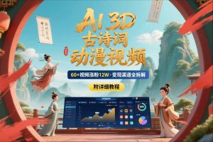 AI制作3D古诗词动漫视频，60多个视频涨粉12W，多个变现渠道拆解【附详细教程】-知乎者也