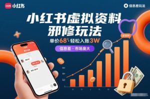 小红书虚拟资料邪修玩法，单价68，轻松入账3W，信息差玩法，市场庞大-知乎者也
