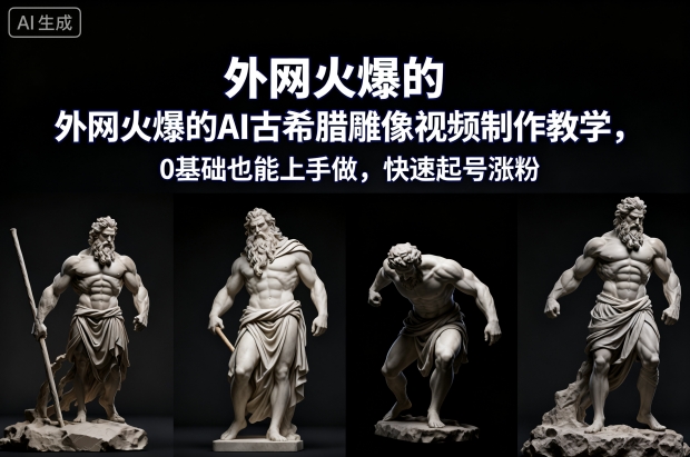 外网火爆的AI古希腊雕像视频制作教学，0基础也能上手做，快速起号涨粉-知乎者也