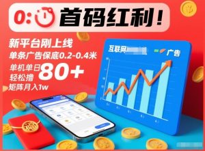 首码红利！新平台刚上线，单条广告保底0.2-0.4米，单机单日轻松撸80+，矩阵月入1w【揭秘】-知乎者也