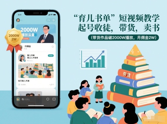育儿书单短视频教学,起号收徒,带货,卖书(带货作品破2000W播放,月佣金2W)-知乎者也