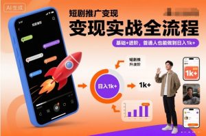 短剧推广变现实战全流程,基础+进阶,普通人也能做到日入1k+-知乎者也