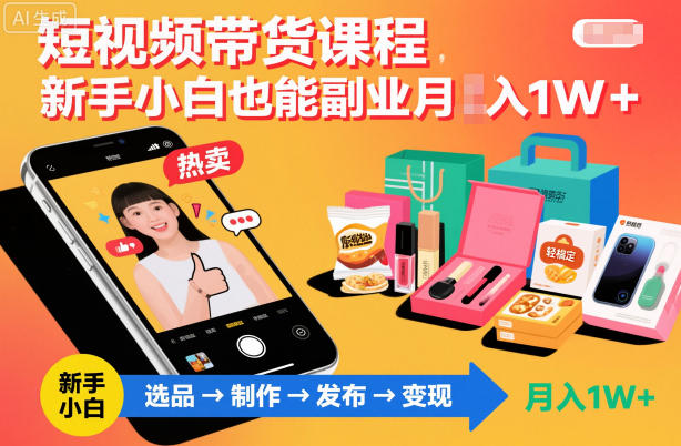 短视频带货课程,新手小白也能副业月入1W+,轻松搞定-知乎者也