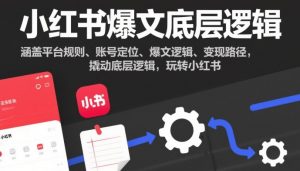 小红书爆文底层逻辑,涵盖平台规则、账号定位、爆文逻辑、变现路径,撬动底层逻辑,玩转小红书-知乎者也