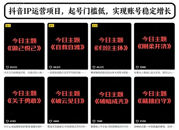 抖音IP运营项目,抖音今日主题玩法,起号门槛低,实现账号稳定增长-知乎者也