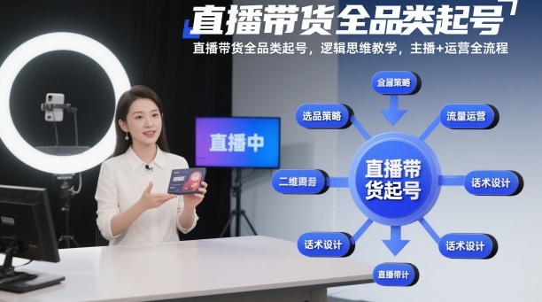 直播带货全品类起号,逻辑思维教学,主播+运营全流程-知乎者也