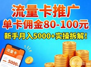 流量卡推广,单卡佣金80-100,新手月入5k+实操拆解!-知乎者也