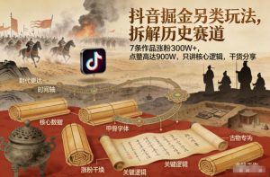 抖音掘金另类玩法,拆解历史赛道,7条作品涨粉300W+,点赞量高达900W,只讲核心逻辑,干货分享-知乎者也