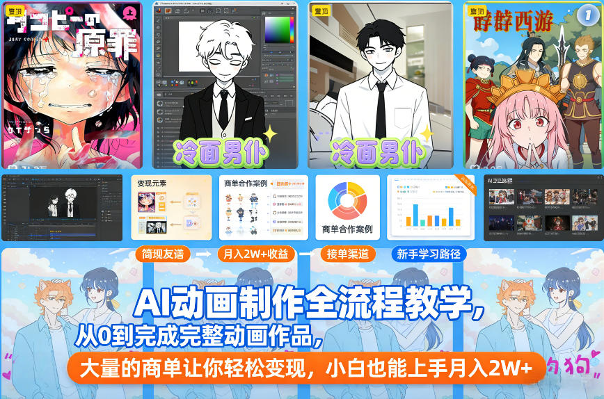 AI动画制作全流程教学,从0到完成完整动画作品,大量的商单让你轻松变现,小白也能上手月入2W+-知乎者也