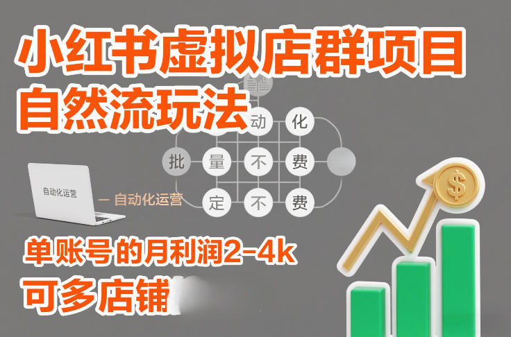 小红书虚拟店群项目,自然流玩法,批量自动化,稳定不费号,单账号的月利润2-4k,可多店矩阵-知乎者也