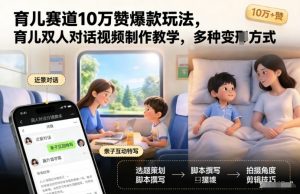 育儿赛道10万赞爆款玩法,育儿双人对话视频制作教学,多种变现方式-知乎者也