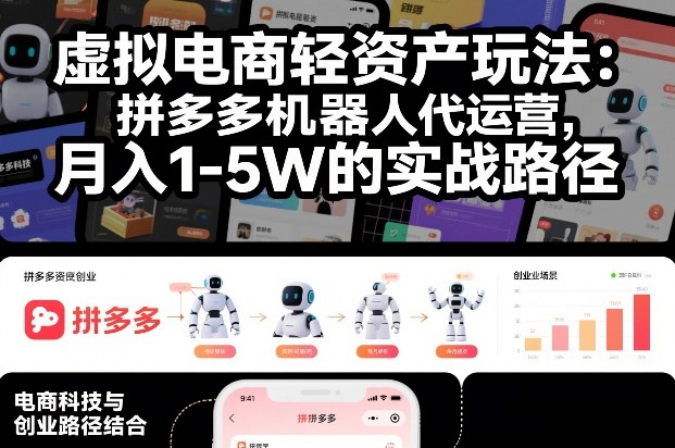 虚拟电商轻资产玩法:拼多多机器人代运营,月入1-5W的实战路径【揭秘】-知乎者也