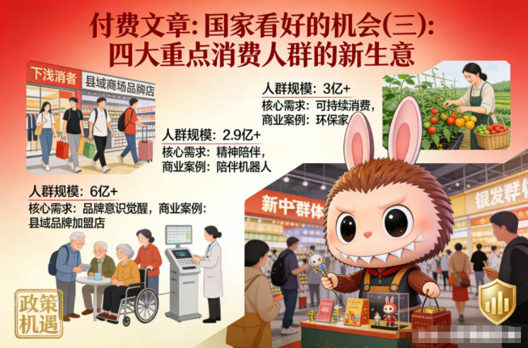 付费文章:国家看好的机会(三):四大重点消 费人群的新生意-知乎者也