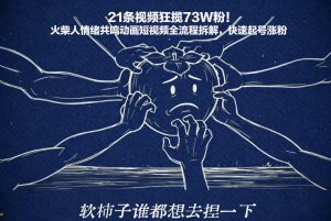 21条视频狂揽73W粉!火柴人情绪共鸣动画短视频全流程拆解,快速起号涨粉-知乎者也