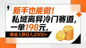 新手也能做！私域离异冷门赛道，一单198，精准人群日入1k+-知乎者也